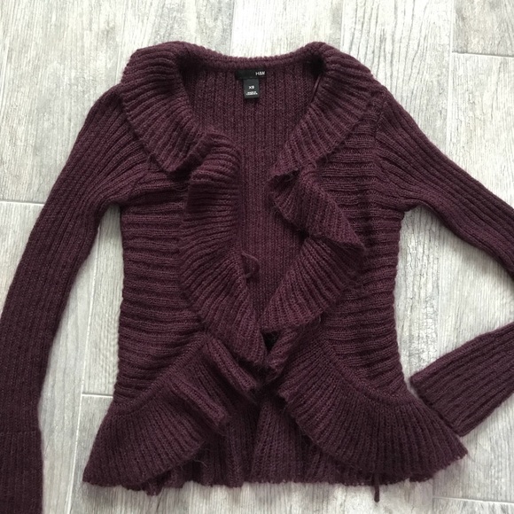 H&M Sweaters - H & M Maroon Fuzzy Sweater Jacket